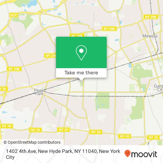 Mapa de 1402 4th Ave, New Hyde Park, NY 11040