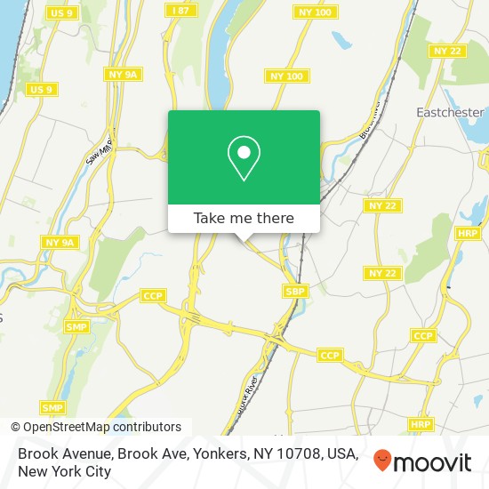 Mapa de Brook Avenue, Brook Ave, Yonkers, NY 10708, USA