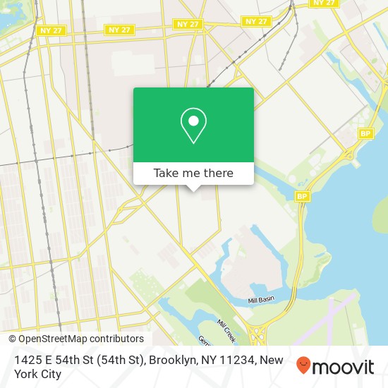 Mapa de 1425 E 54th St (54th St), Brooklyn, NY 11234