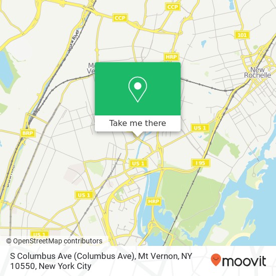 Mapa de S Columbus Ave (Columbus Ave), Mt Vernon, NY 10550