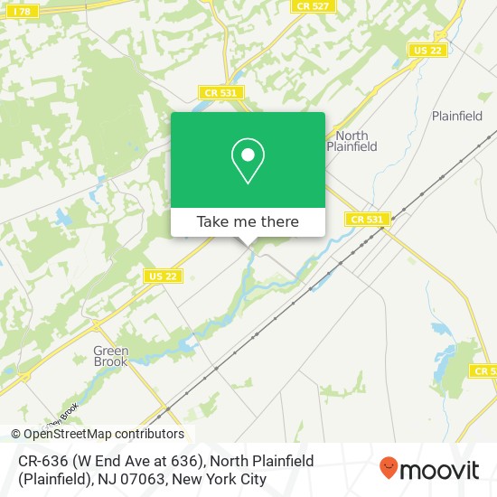 Mapa de CR-636 (W End Ave at 636), North Plainfield (Plainfield), NJ 07063