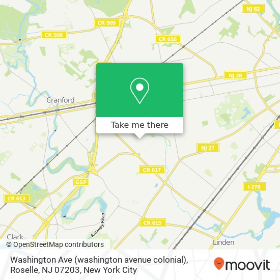 Mapa de Washington Ave (washington avenue colonial), Roselle, NJ 07203