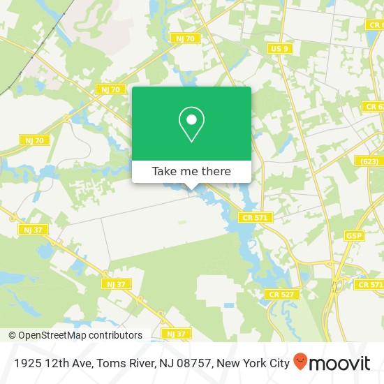 Mapa de 1925 12th Ave, Toms River, NJ 08757