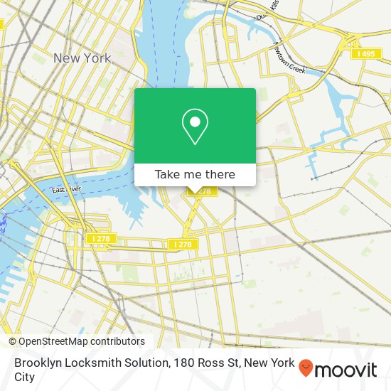 Brooklyn Locksmith Solution, 180 Ross St map
