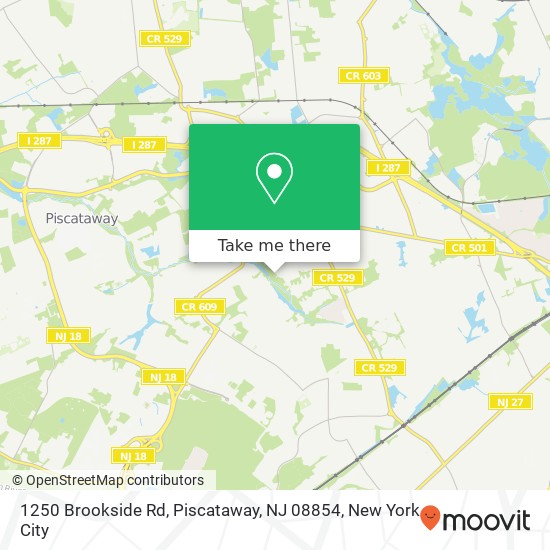 Mapa de 1250 Brookside Rd, Piscataway, NJ 08854