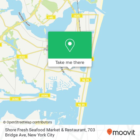 Mapa de Shore Fresh Seafood Market & Restaurant, 703 Bridge Ave