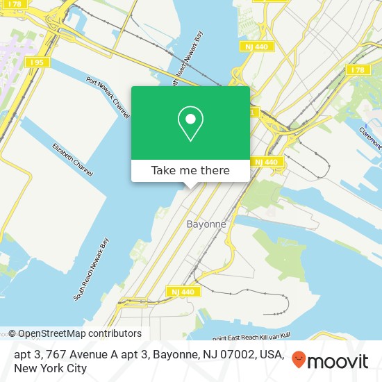 Mapa de apt 3, 767 Avenue A apt 3, Bayonne, NJ 07002, USA