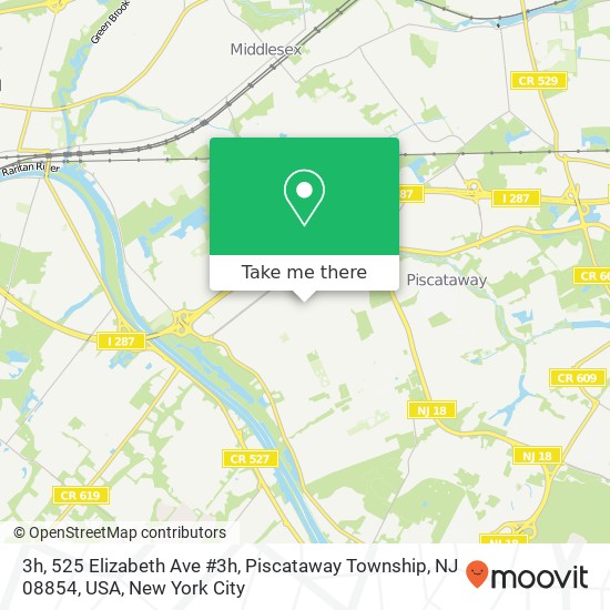 Mapa de 3h, 525 Elizabeth Ave #3h, Piscataway Township, NJ 08854, USA