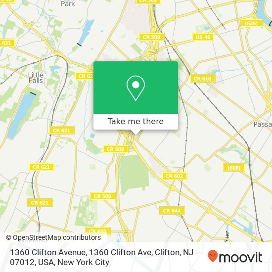 Mapa de 1360 Clifton Avenue, 1360 Clifton Ave, Clifton, NJ 07012, USA