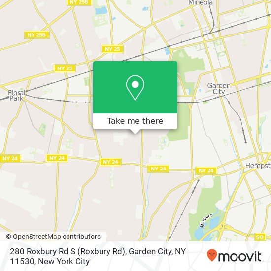Mapa de 280 Roxbury Rd S (Roxbury Rd), Garden City, NY 11530