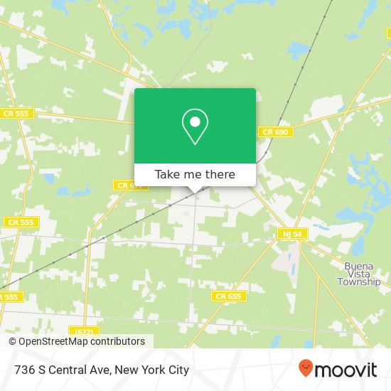 Mapa de 736 S Central Ave, Minotola, NJ 08341