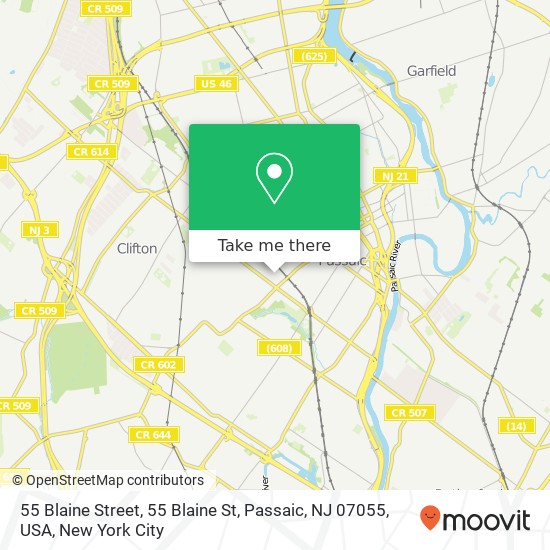 55 Blaine Street, 55 Blaine St, Passaic, NJ 07055, USA map