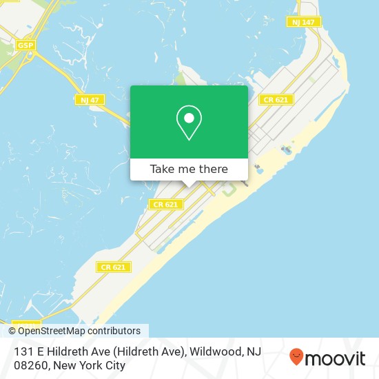 Mapa de 131 E Hildreth Ave (Hildreth Ave), Wildwood, NJ 08260