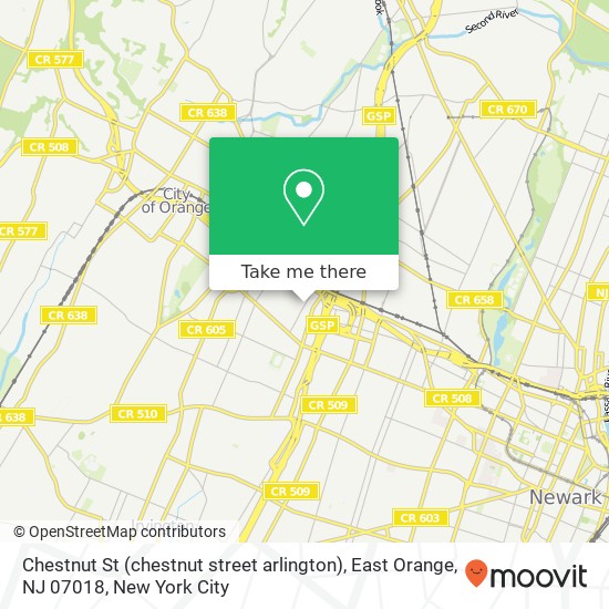 Chestnut St (chestnut street arlington), East Orange, NJ 07018 map