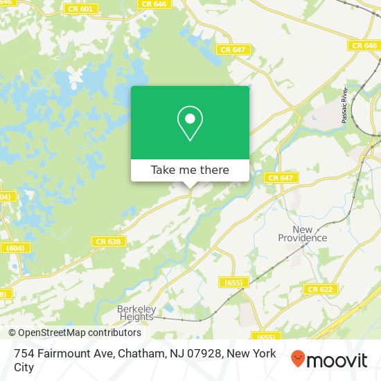 Mapa de 754 Fairmount Ave, Chatham, NJ 07928