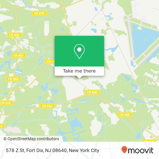 Mapa de 578 Z St, Fort Dix, NJ 08640