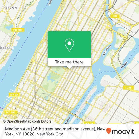 Mapa de Madison Ave (86th street and madison avenue), New York, NY 10028