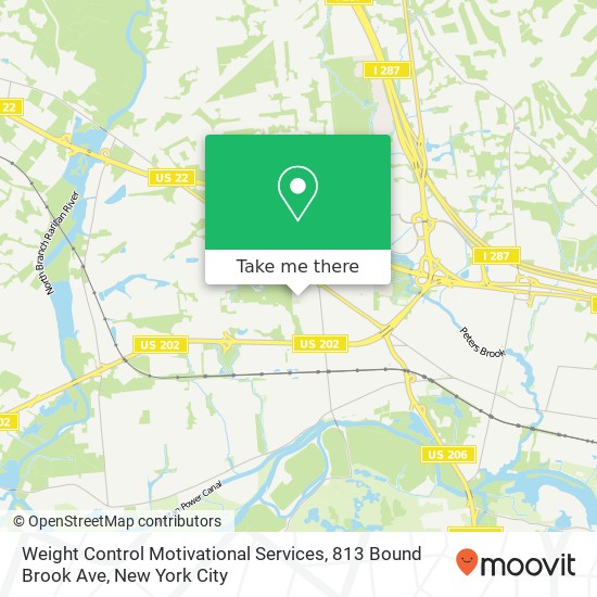 Mapa de Weight Control Motivational Services, 813 Bound Brook Ave