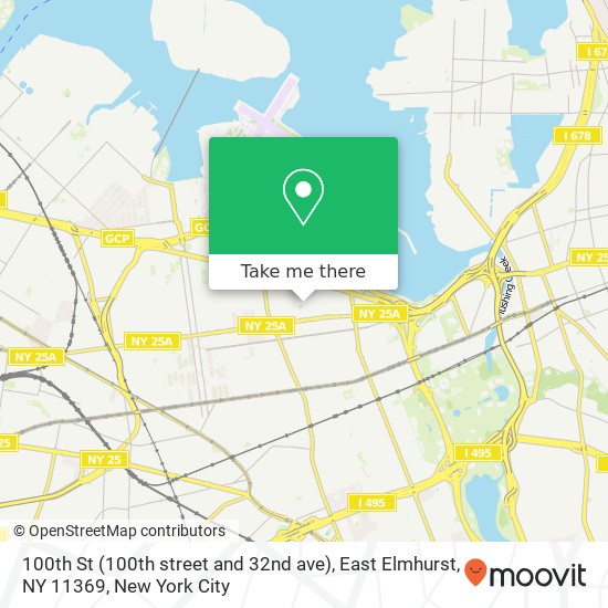 Mapa de 100th St (100th street and 32nd ave), East Elmhurst, NY 11369