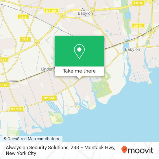 Mapa de Always on Security Solutions, 233 E Montauk Hwy