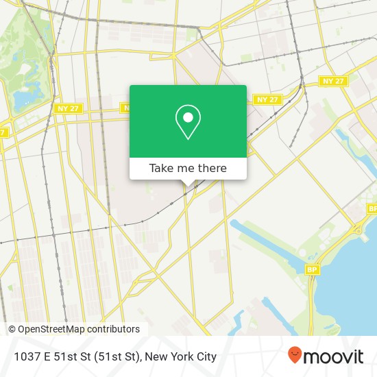 Mapa de 1037 E 51st St (51st St), Brooklyn, NY 11203