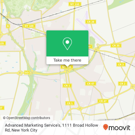 Mapa de Advanced Marketing Service's, 1111 Broad Hollow Rd