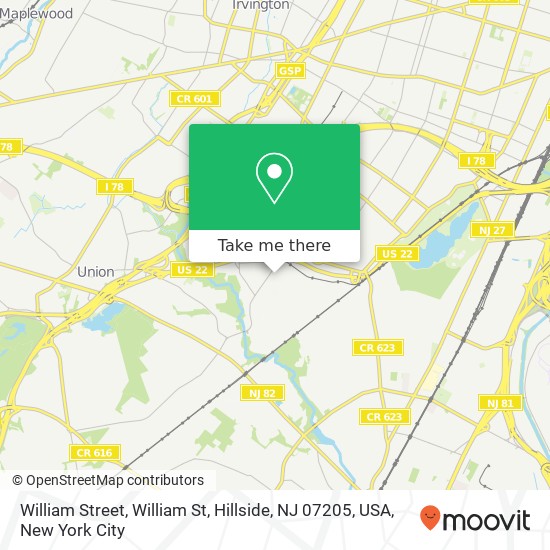 Mapa de William Street, William St, Hillside, NJ 07205, USA