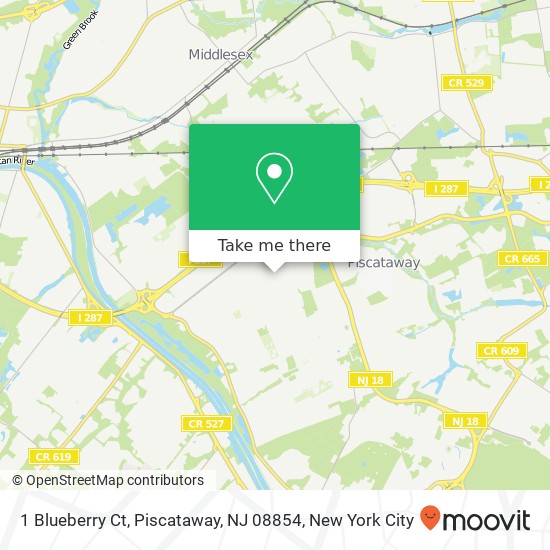 Mapa de 1 Blueberry Ct, Piscataway, NJ 08854