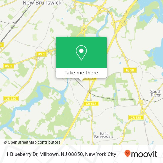 Mapa de 1 Blueberry Dr, Milltown, NJ 08850