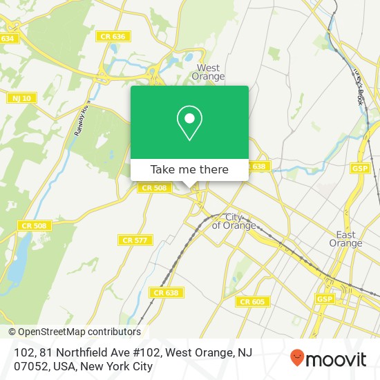 Mapa de 102, 81 Northfield Ave #102, West Orange, NJ 07052, USA