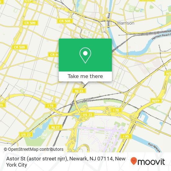 Mapa de Astor St (astor street njrr), Newark, NJ 07114