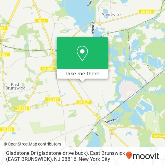 Mapa de Gladstone Dr (gladstone drive buck), East Brunswick (EAST BRUNSWICK), NJ 08816