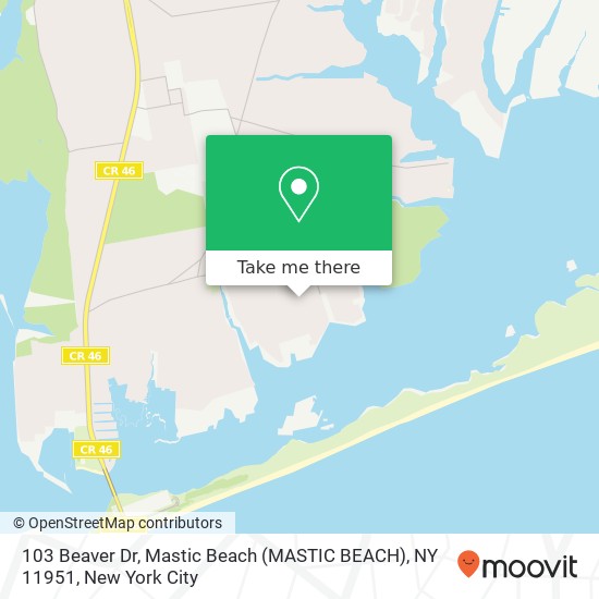 Mapa de 103 Beaver Dr, Mastic Beach (MASTIC BEACH), NY 11951