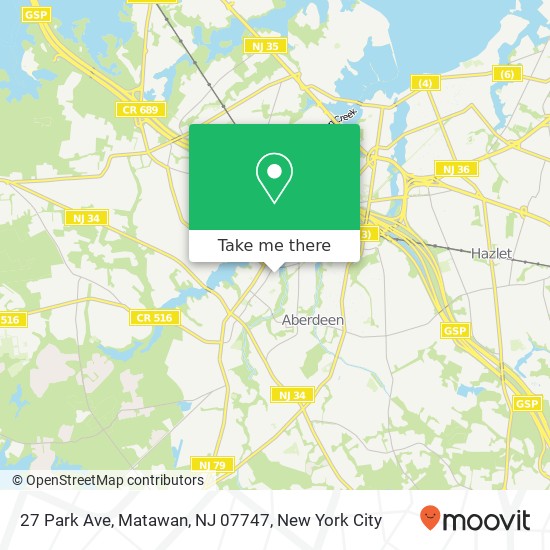 Mapa de 27 Park Ave, Matawan, NJ 07747