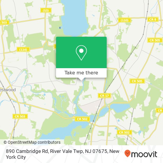 Mapa de 890 Cambridge Rd, River Vale Twp, NJ 07675