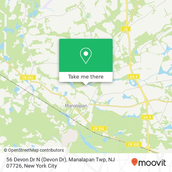 Mapa de 56 Devon Dr N (Devon Dr), Manalapan Twp, NJ 07726