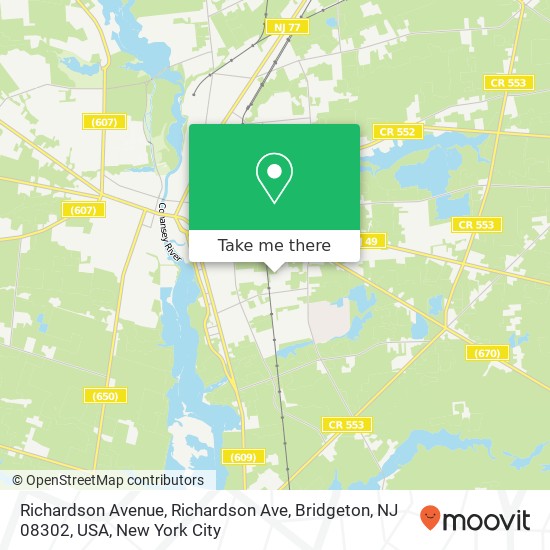 Mapa de Richardson Avenue, Richardson Ave, Bridgeton, NJ 08302, USA