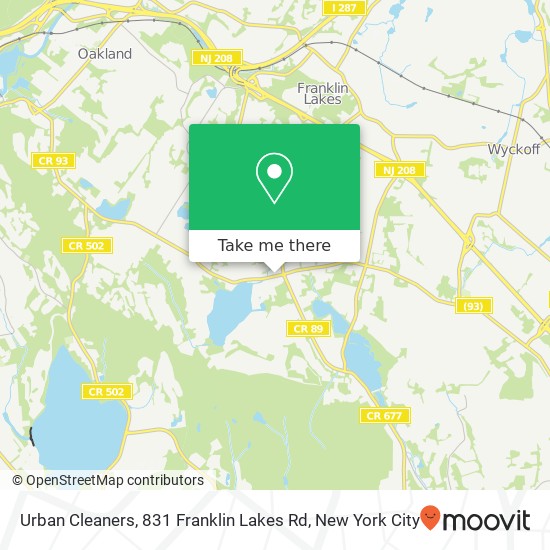 Mapa de Urban Cleaners, 831 Franklin Lakes Rd