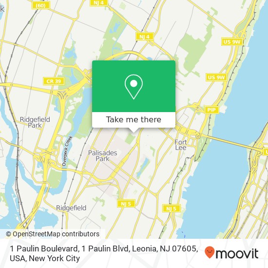 Mapa de 1 Paulin Boulevard, 1 Paulin Blvd, Leonia, NJ 07605, USA