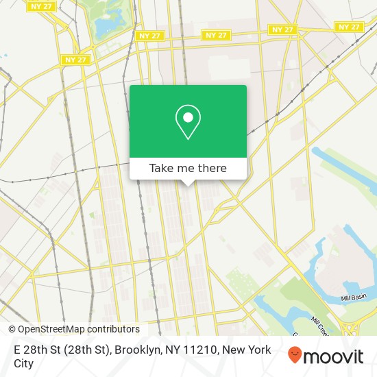 Mapa de E 28th St (28th St), Brooklyn, NY 11210