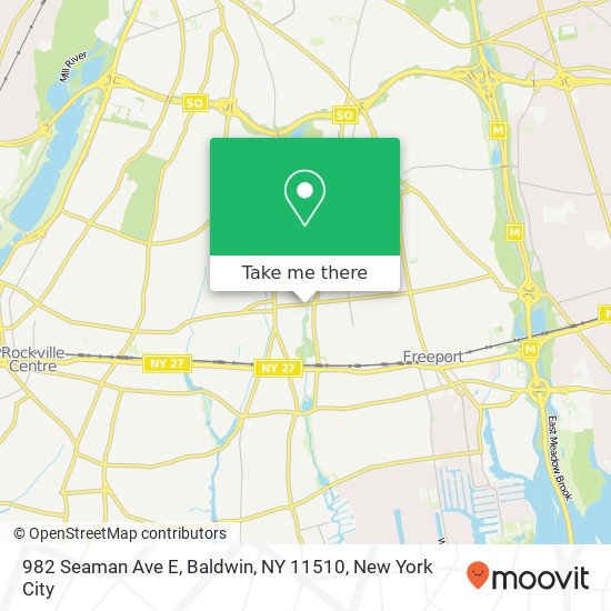 Mapa de 982 Seaman Ave E, Baldwin, NY 11510