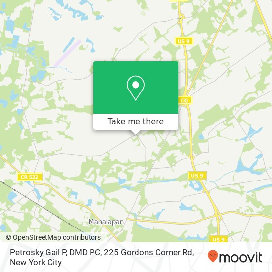 Mapa de Petrosky Gail P, DMD PC, 225 Gordons Corner Rd