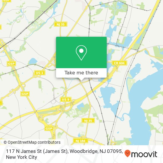 Mapa de 117 N James St (James St), Woodbridge, NJ 07095