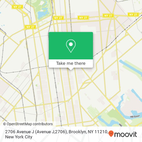 Mapa de 2706 Avenue J (Avenue J,2706), Brooklyn, NY 11210