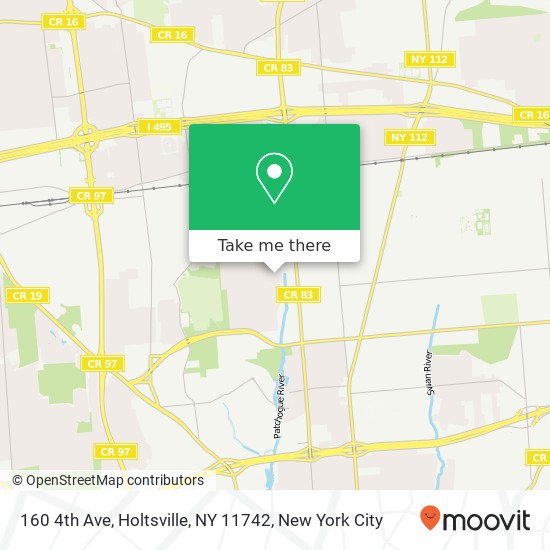 Mapa de 160 4th Ave, Holtsville, NY 11742