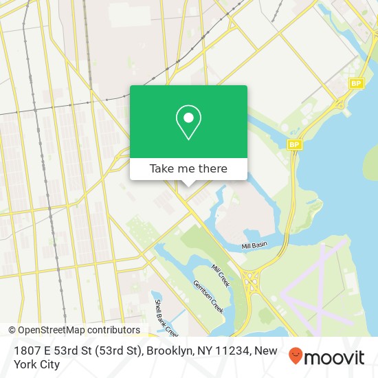 Mapa de 1807 E 53rd St (53rd St), Brooklyn, NY 11234