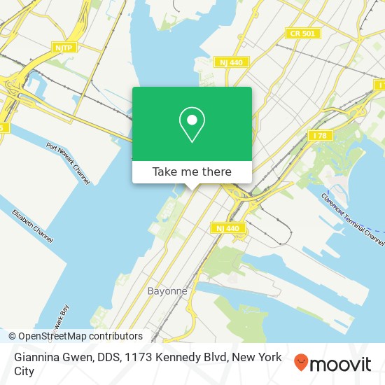 Mapa de Giannina Gwen, DDS, 1173 Kennedy Blvd