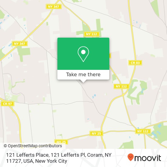121 Lefferts Place, 121 Lefferts Pl, Coram, NY 11727, USA map
