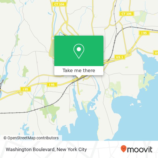 Mapa de Washington Boulevard, Washington Blvd & S State St, Stamford, CT 06902, USA