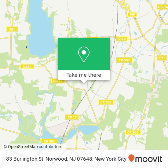 Mapa de 83 Burlington St, Norwood, NJ 07648